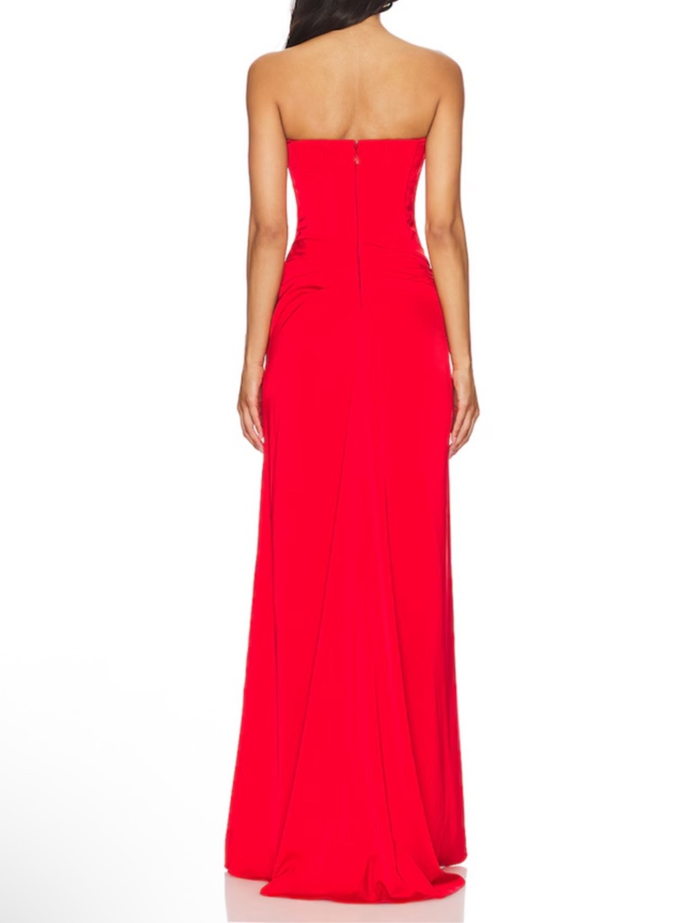 Revolve NBD Strapless Red Evening Gown with Side Slit NWT XXS retails 298$ - Picture 2 of 7